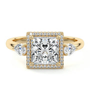2.50 CT Princess Cut Lab Grown Diamond Three Stone Engagement Ring Mapple Gems